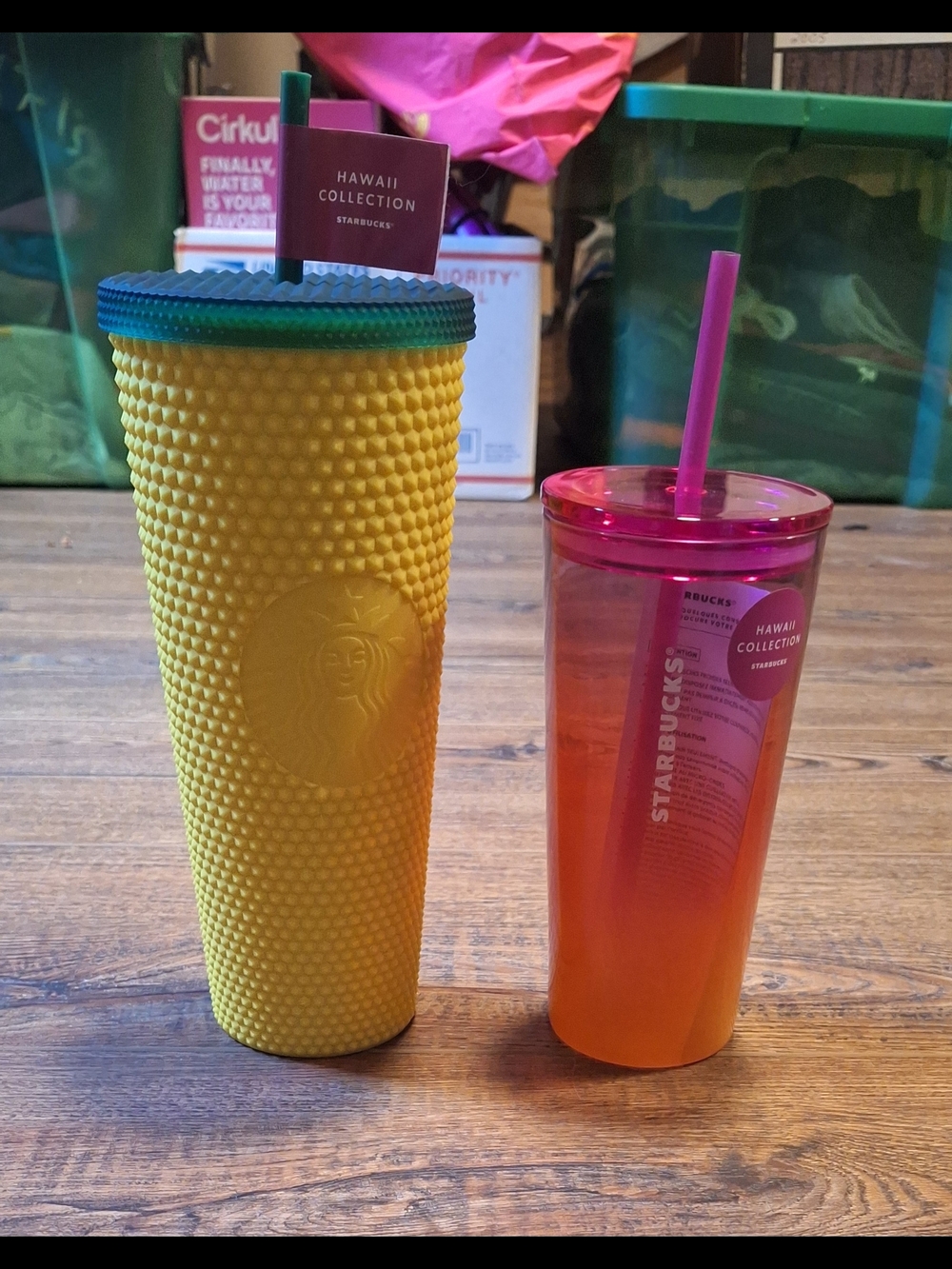 Starbucks Hawaii Collection Yellow Textured Tumbler with Pink Gradient Cold Cup